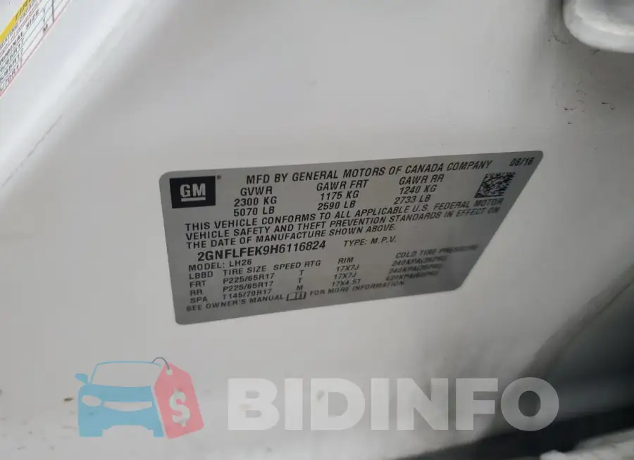 2GNFLFEK9H6116824 Photo# 13