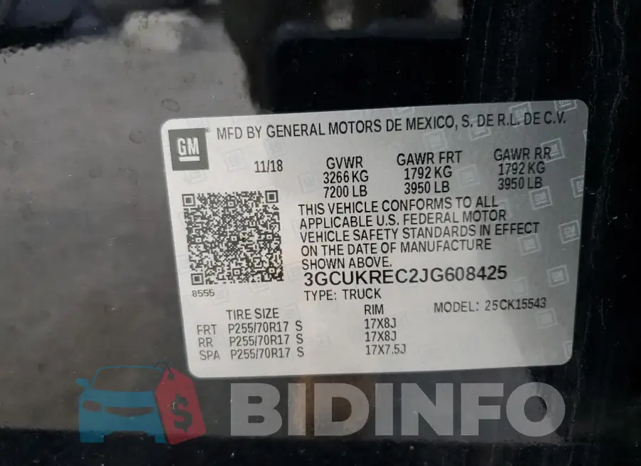 3GCUKREC2JG608425 Photo# 12