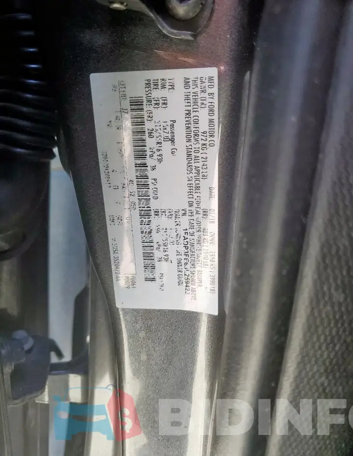 1FADP3FE6JL259423 Photo# 12