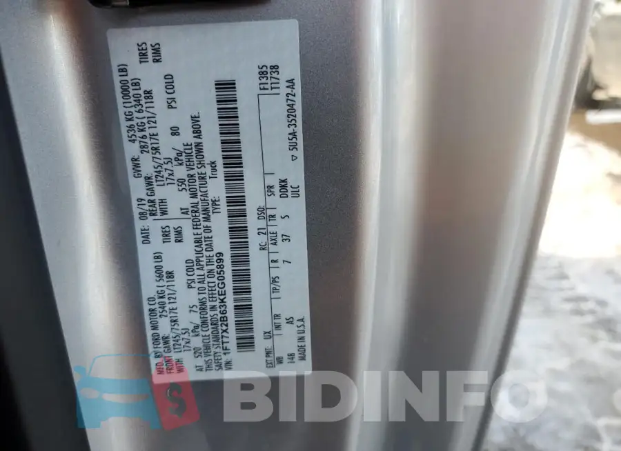 1FT7X2B63KEG05899 Photo# 13