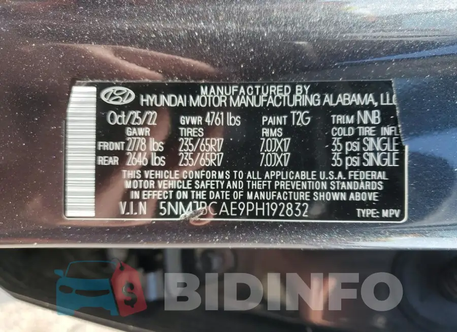 5NMJBCAE9PH192832 Photo# 13