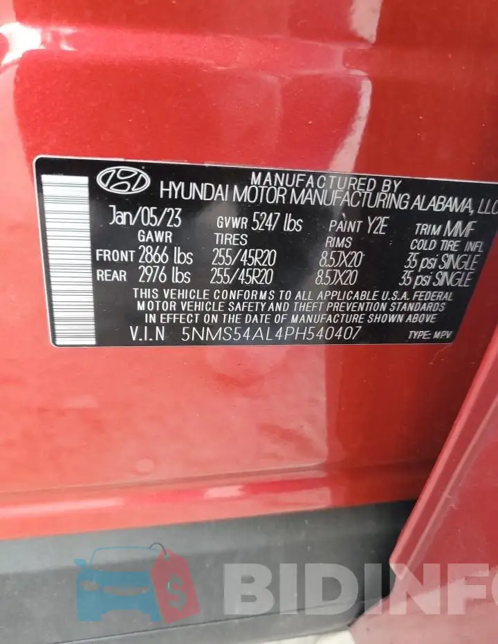5NMS54AL4PH540407 Photo# 14