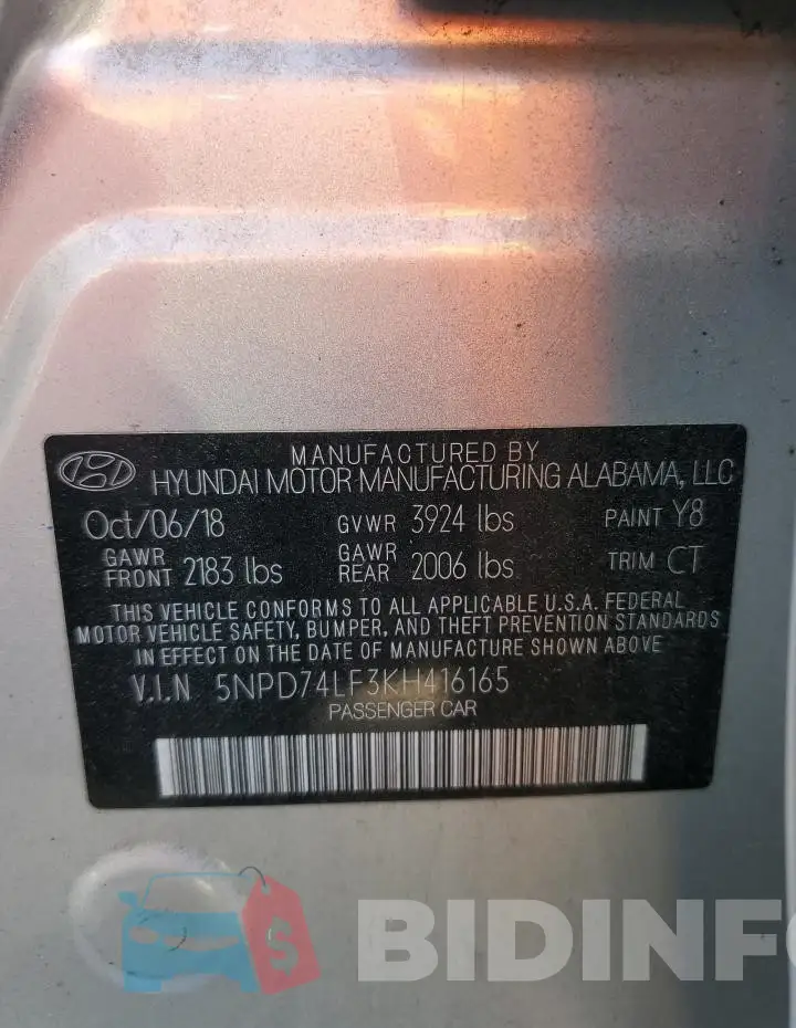 5NPD74LF3KH416165 Photo# 12