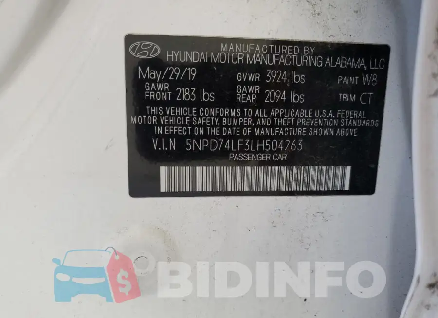 5NPD74LF3LH504263 Photo# 12
