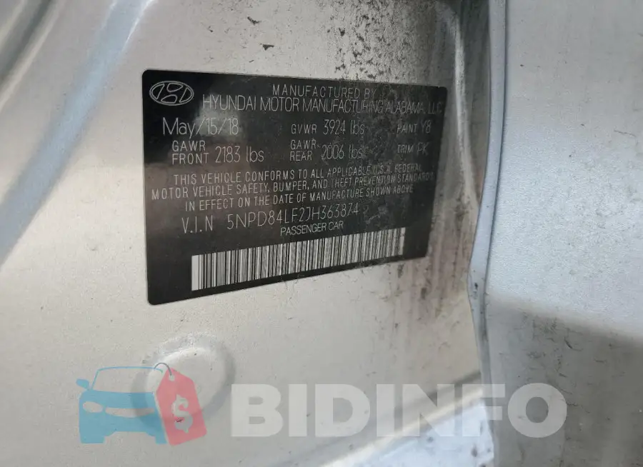 5NPD84LF2JH363874 Photo# 12