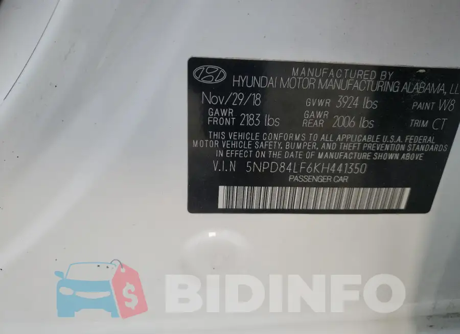 5NPD84LF6KH441350 Photo# 12