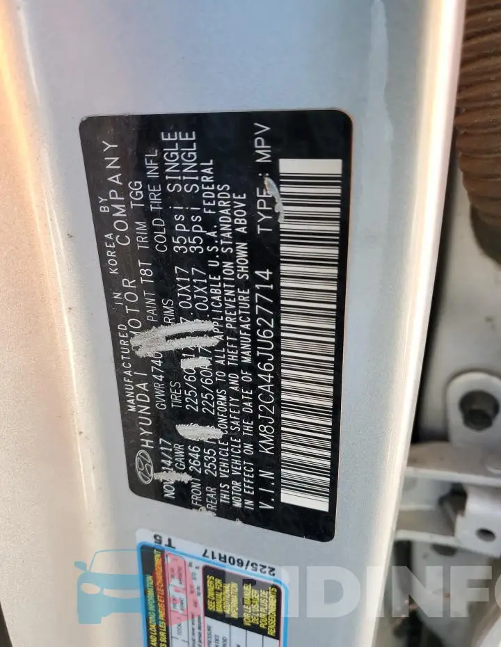 KM8J2CA46JU627714 Photo# 13