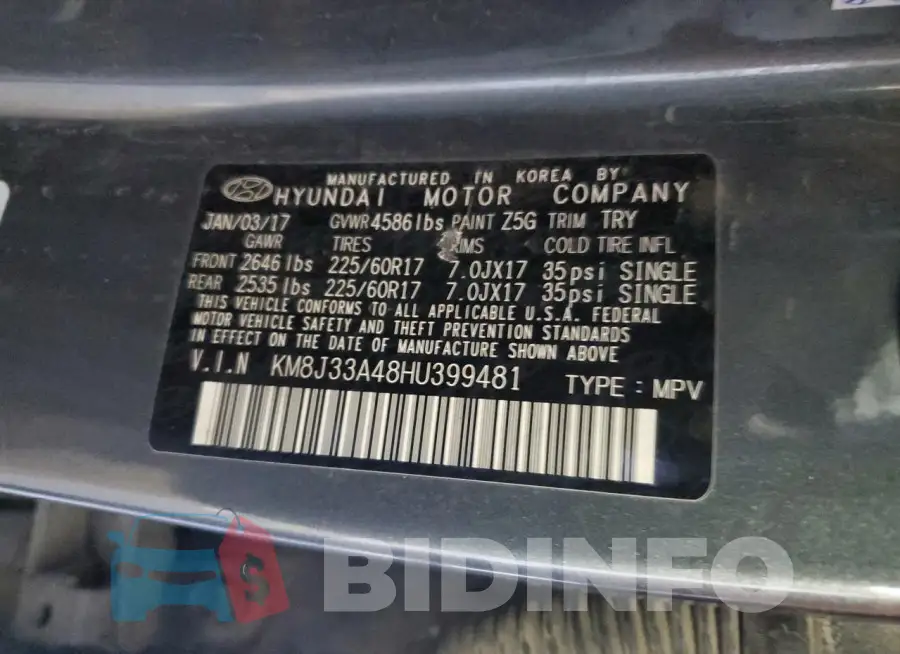 KM8J33A48HU399481 Photo# 14