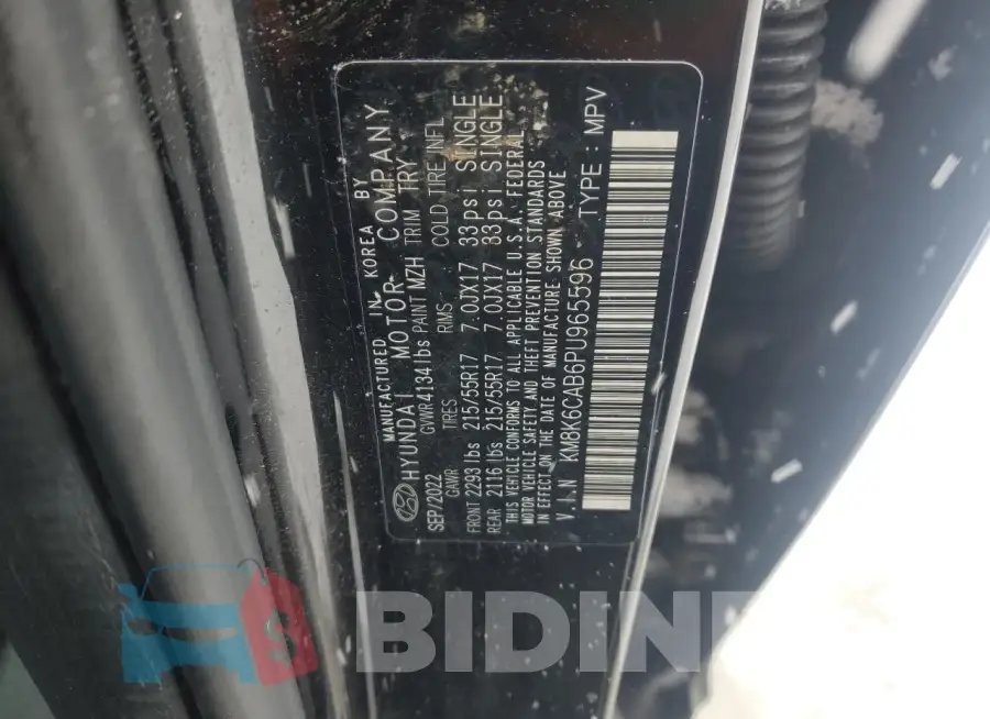 KM8K6CAB6PU965596 Photo# 14