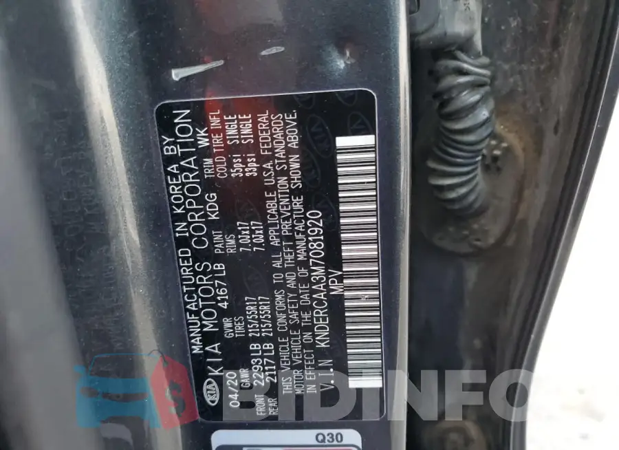 KNDERCAA3M7081920 Photo# 12