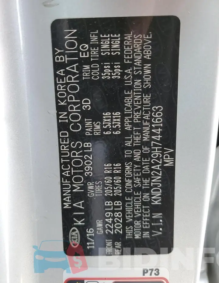 KNDJN2A29H7441663 Photo# 12