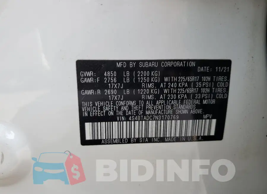 4S4BTADC7N3170769 Photo# 13