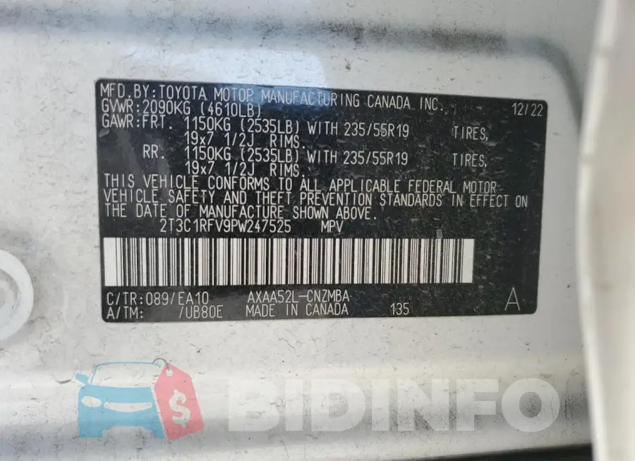 2T3C1RFV9PW247525 Photo# 13