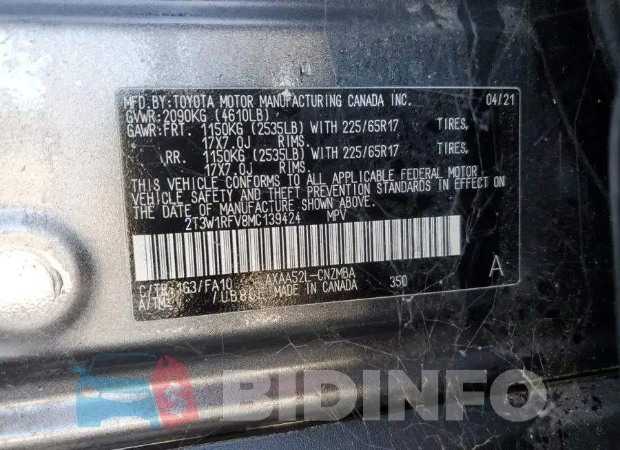 2T3W1RFV8MC139424 Photo# 13