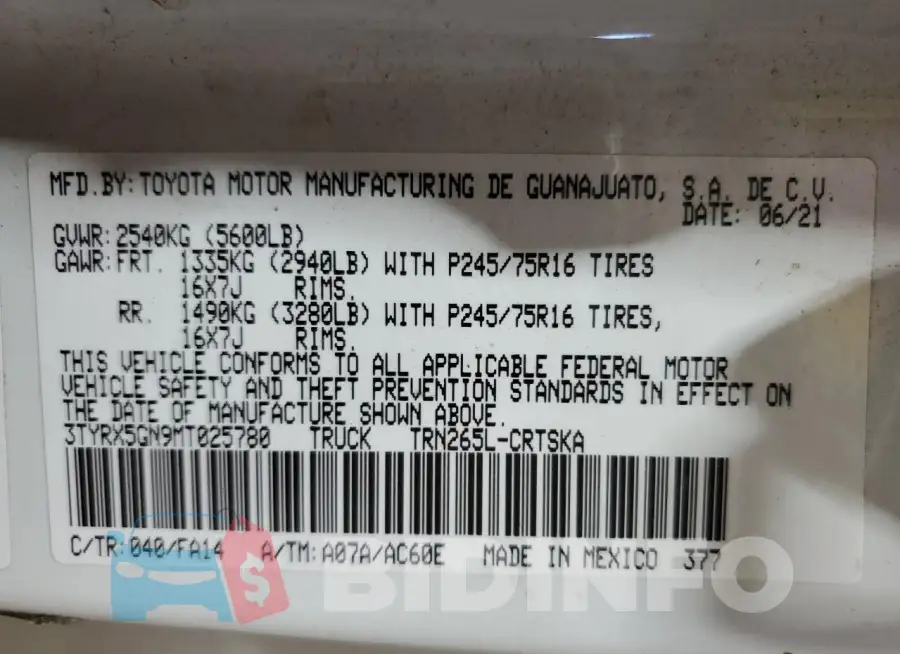 3TYRX5GN9MT025780 Photo# 11