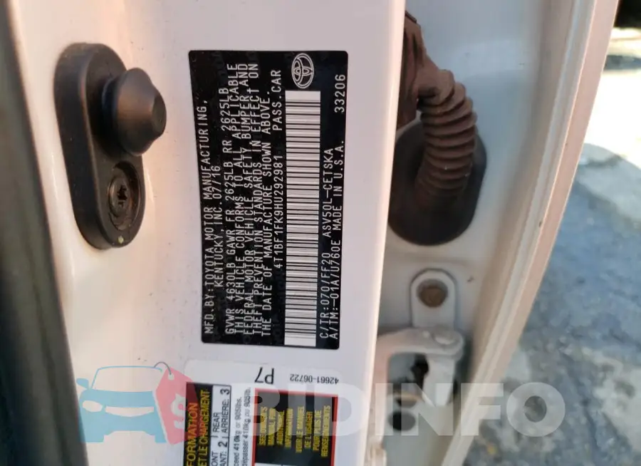 4T1BF1FK9HU292981 Photo# 12