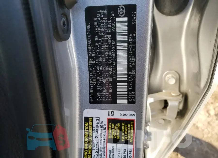 4T1C11AK3NU623060 Photo# 12