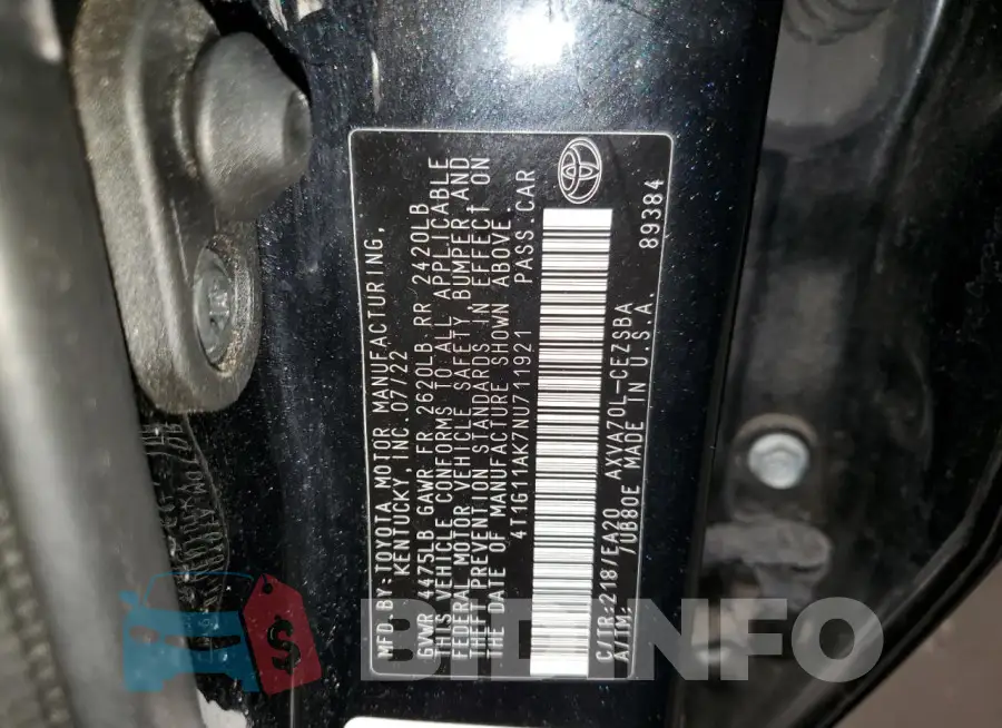 4T1G11AK7NU711921 Photo# 12