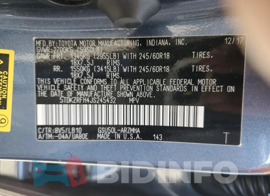 5TDKZRFH4JS245432 Photo# 14