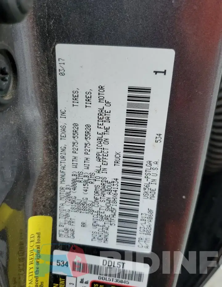 5TFHW5F18HX641334 Photo# 12