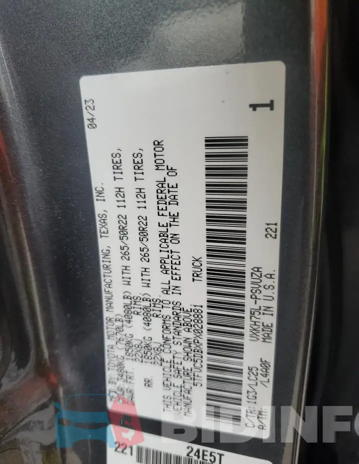 5TFVC5DBXPX028881 Photo# 13