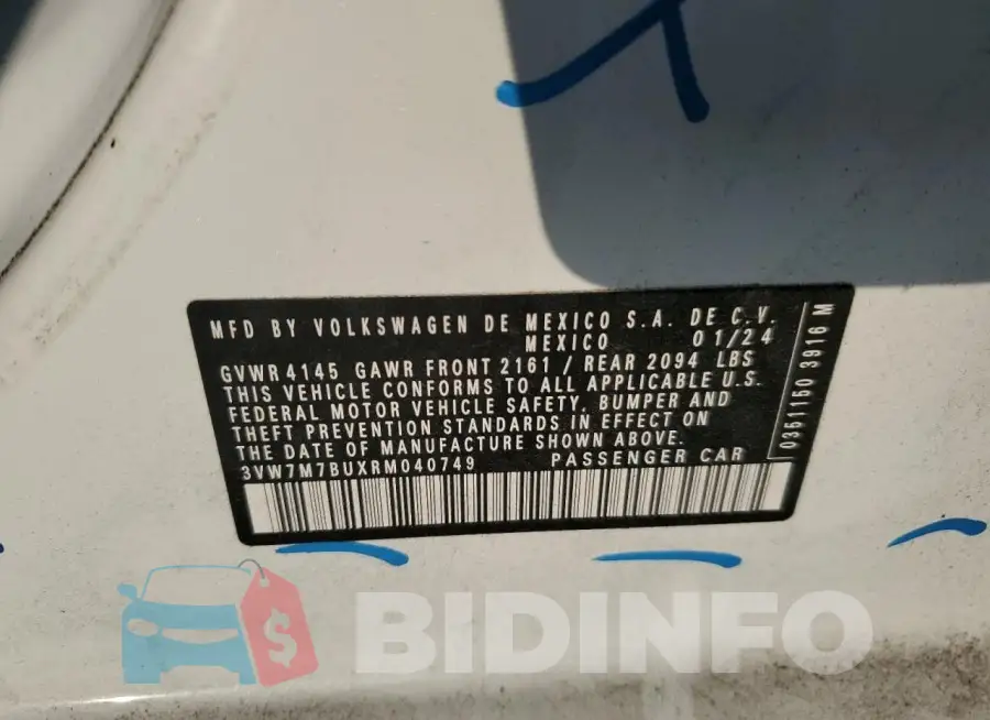 3VW7M7BUXRM040749 Photo# 12