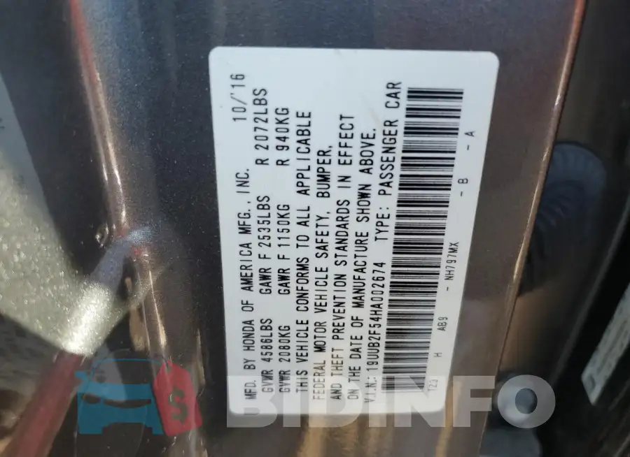 19UUB2F54HA002674 Photo# 12