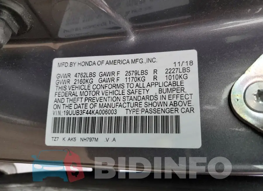 19UUB3F44KA006003 Photo# 12