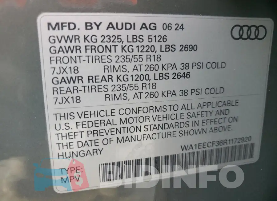 WA1EECF36R1172920 Photo# 12