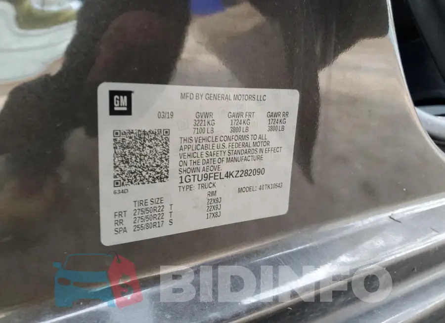 1GTU9FEL4KZ282090 Photo# 12