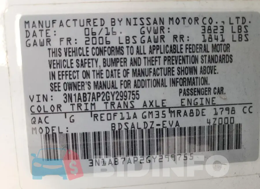 3N1AB7AP2GY299755 Photo# 13