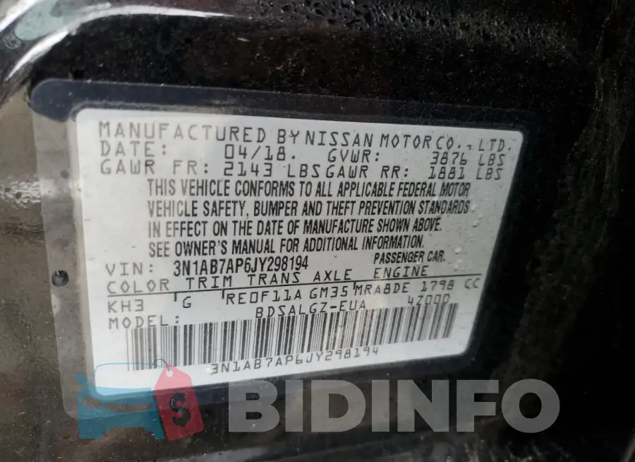 3N1AB7AP6JY298194 Photo# 12