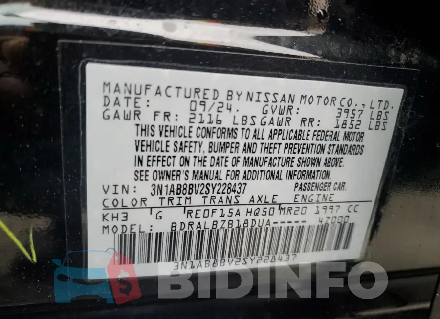 3N1AB8BV2SY228437 Photo# 12
