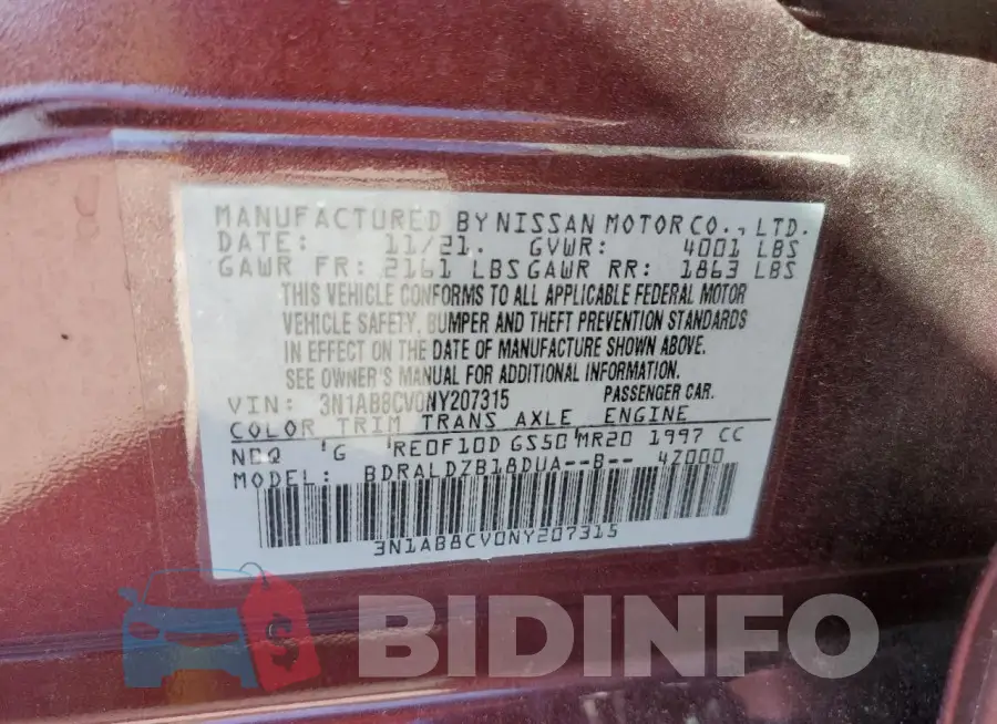 3N1AB8CV0NY207315 Photo# 12