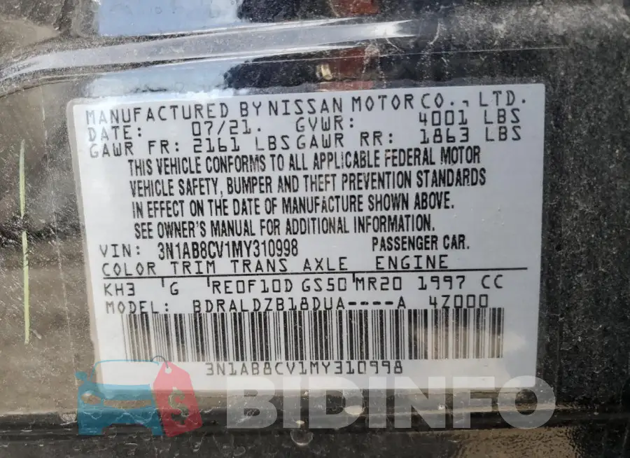 3N1AB8CV1MY310998 Photo# 12