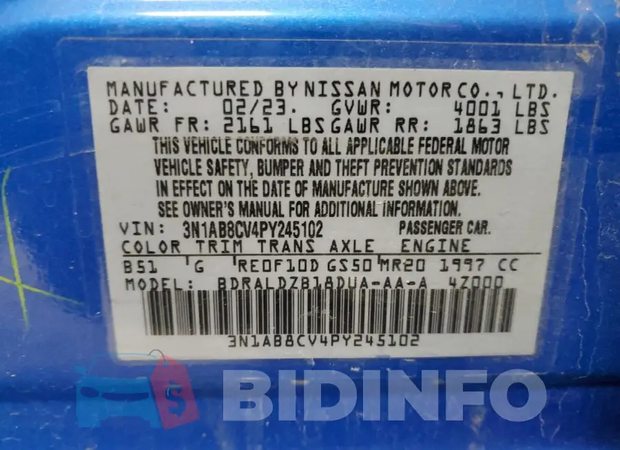 3N1AB8CV4PY245102 Photo# 12