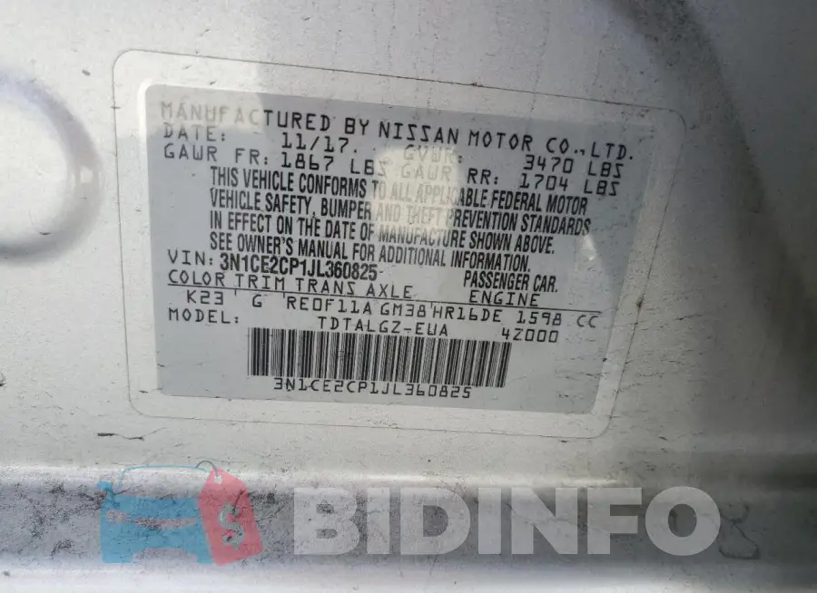 3N1CE2CP1JL360825 Photo# 13