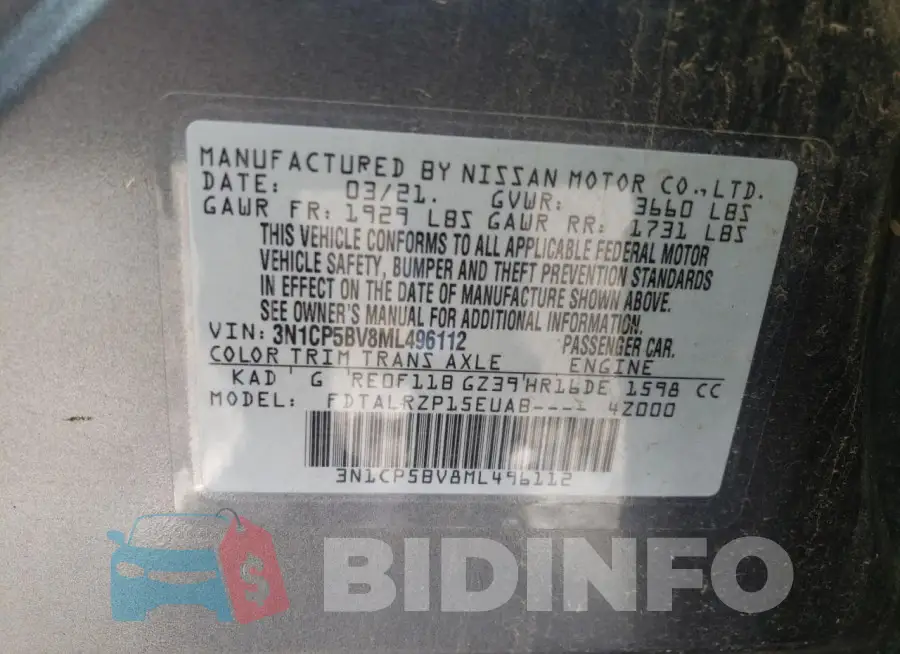 3N1CP5BV8ML496112 Photo# 12