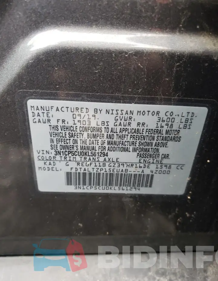 3N1CP5CU0KL561294 Photo# 13