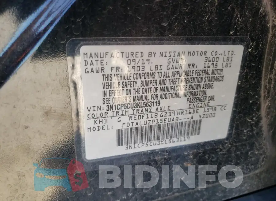 3N1CP5CU3KL563119 Photo# 13