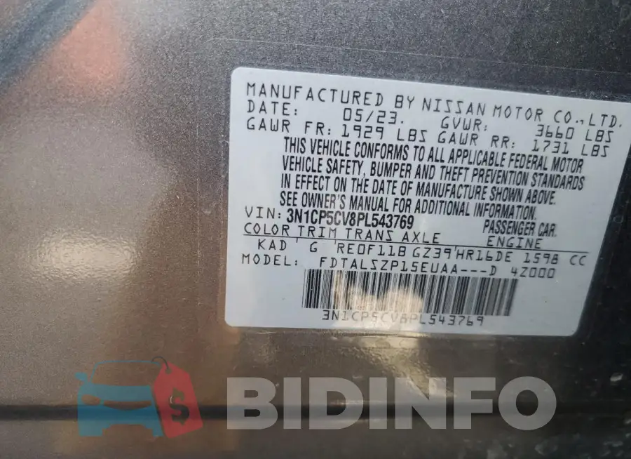 3N1CP5CV8PL543769 Photo# 12