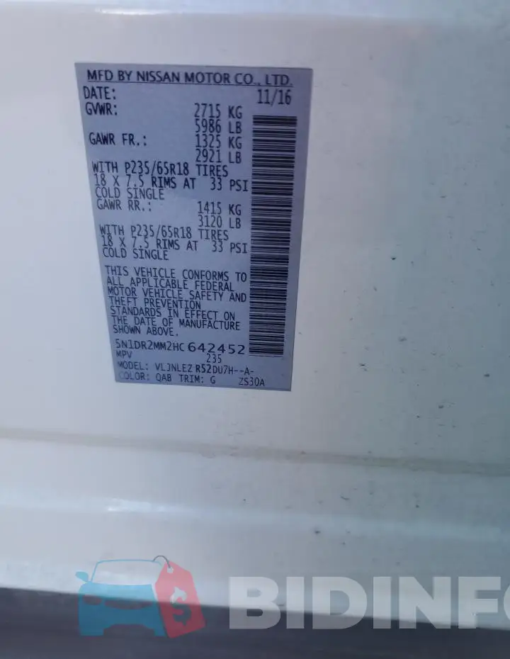 5N1DR2MM2HC642452 Photo# 14