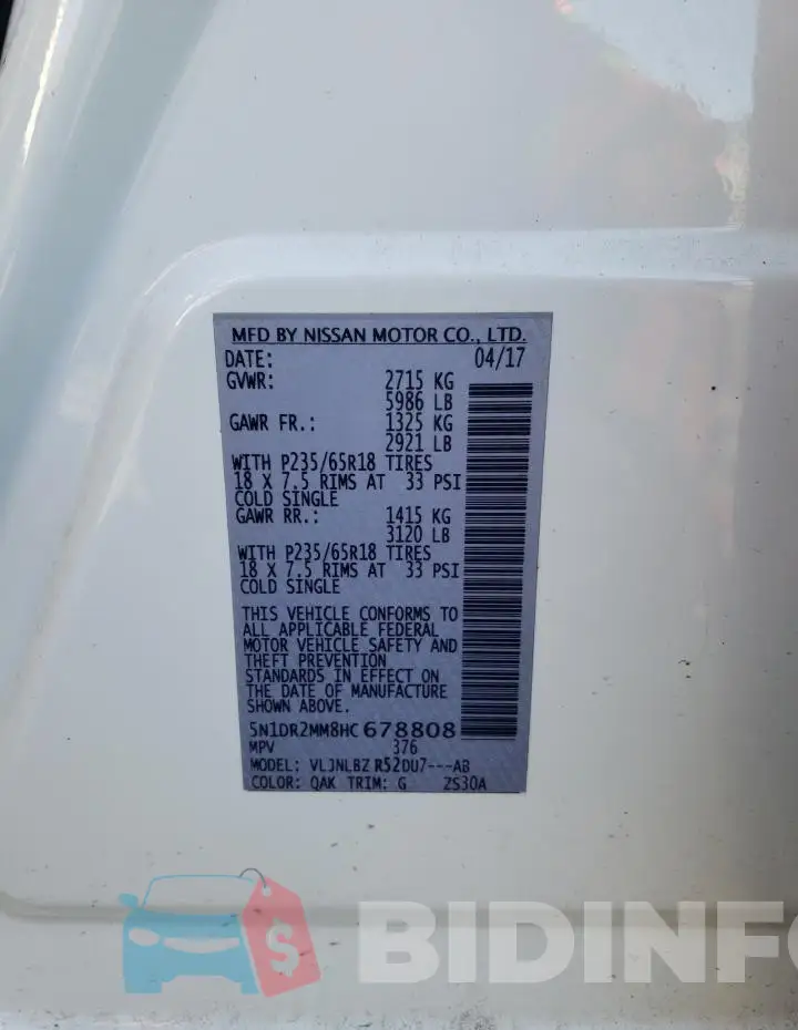 5N1DR2MM8HC678808 Photo# 13
