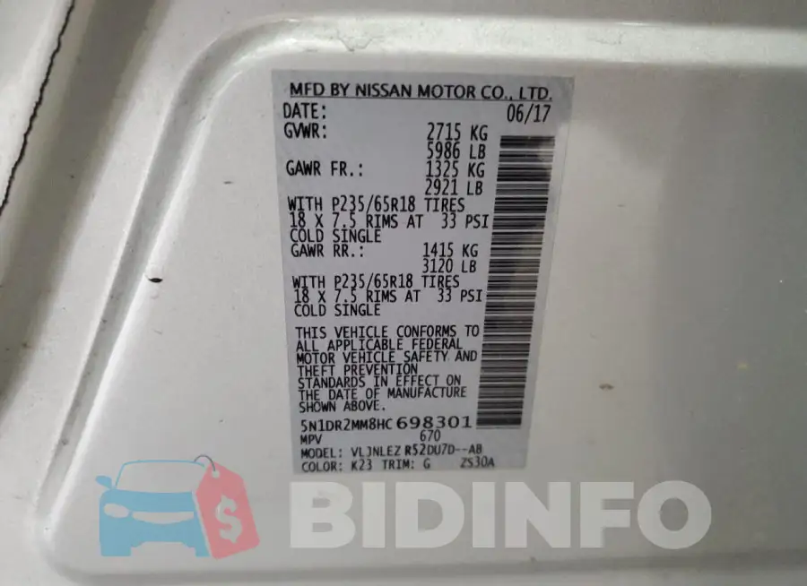5N1DR2MM8HC698301 Photo# 13