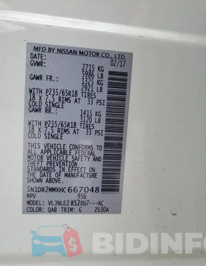 5N1DR2MMXHC667048 Photo# 13