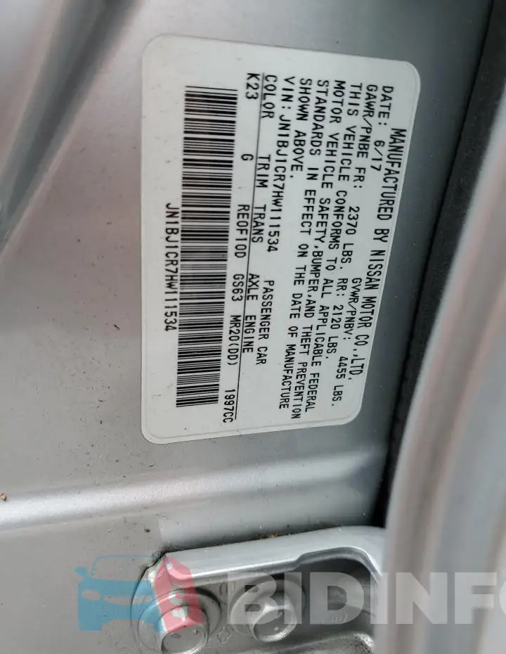JN1BJ1CR7HW111534 Photo# 12