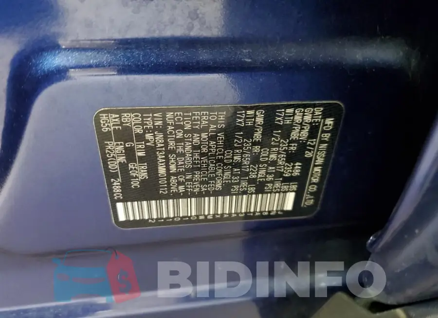 JN8AT3AAXMW010112 Photo# 13