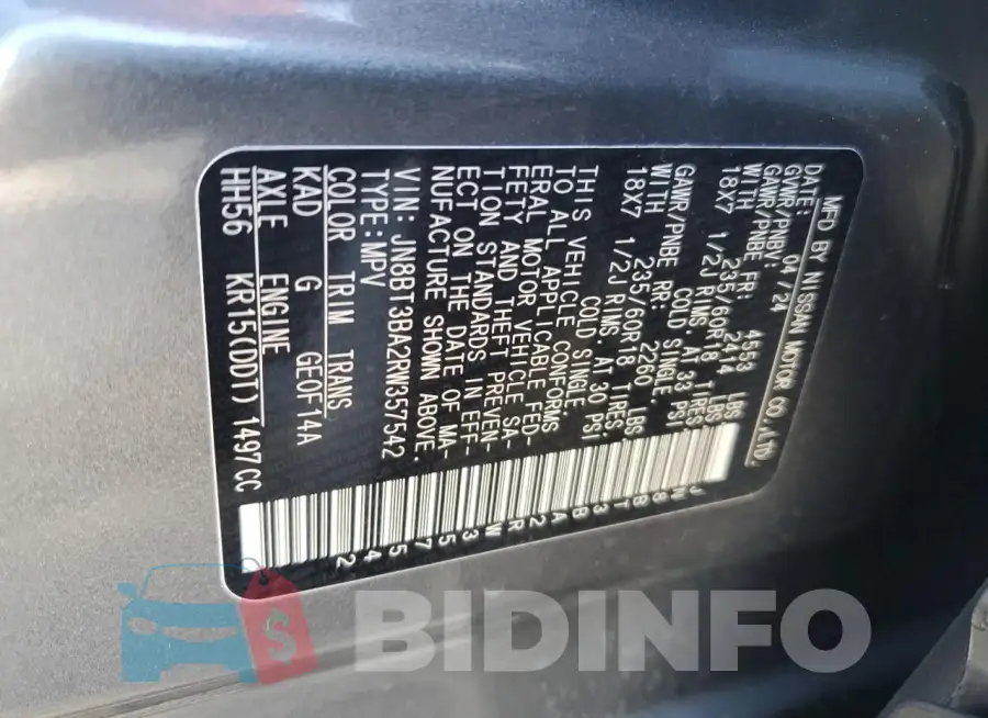 JN8BT3BA2RW357542 Photo# 13