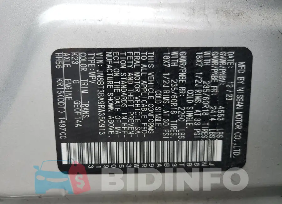 JN8BT3BA9RW350913 Photo# 14