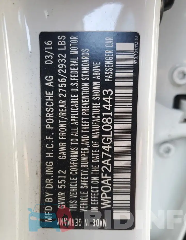 WP0AF2A74GL081443 Photo# 12